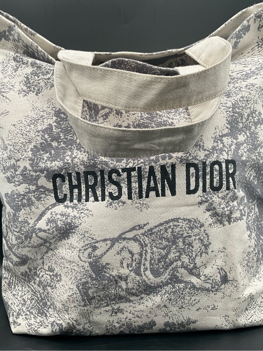 Dior Beige & Gray Canvas Tote Bag